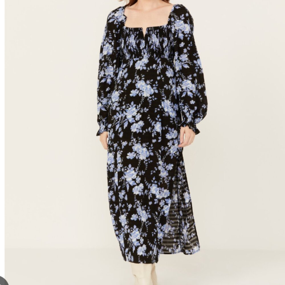 Free People Jaymes Blue Floral Midi Dress